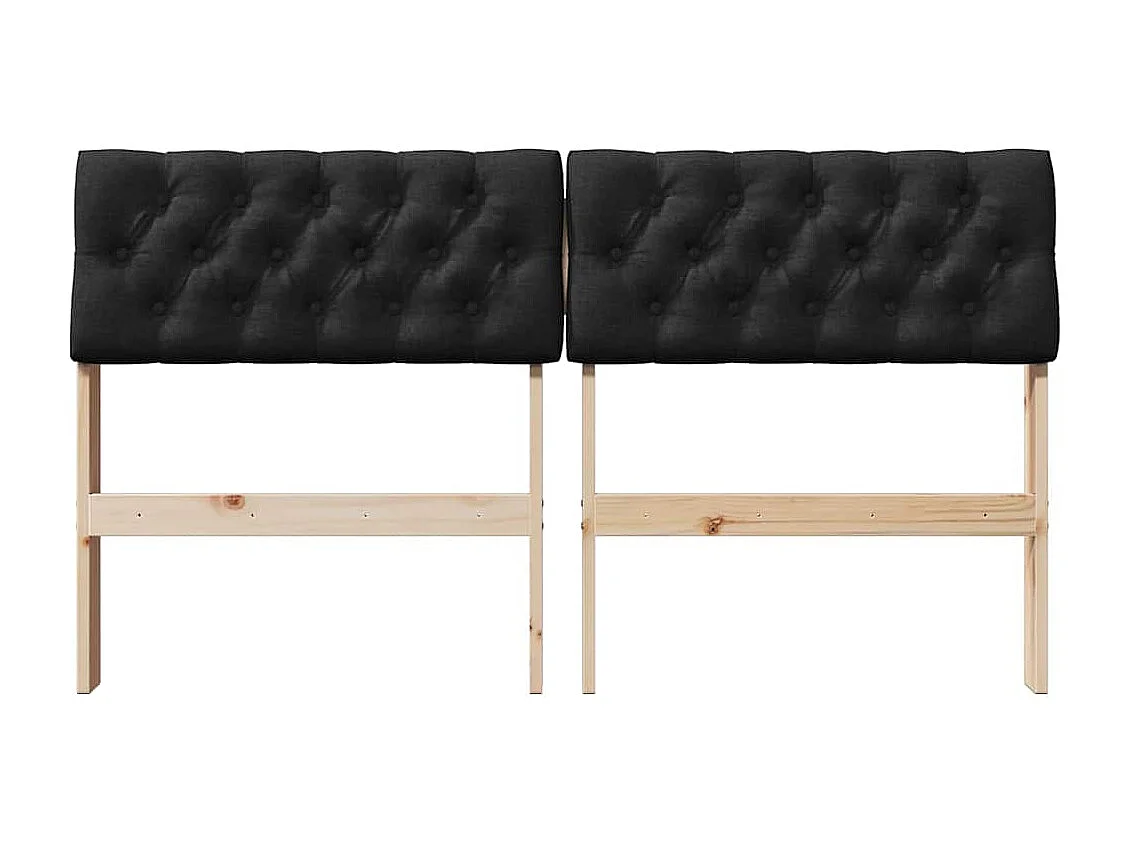 Cabeceira estofada Preto 140 cm Madeira de Pinheiro Sólida