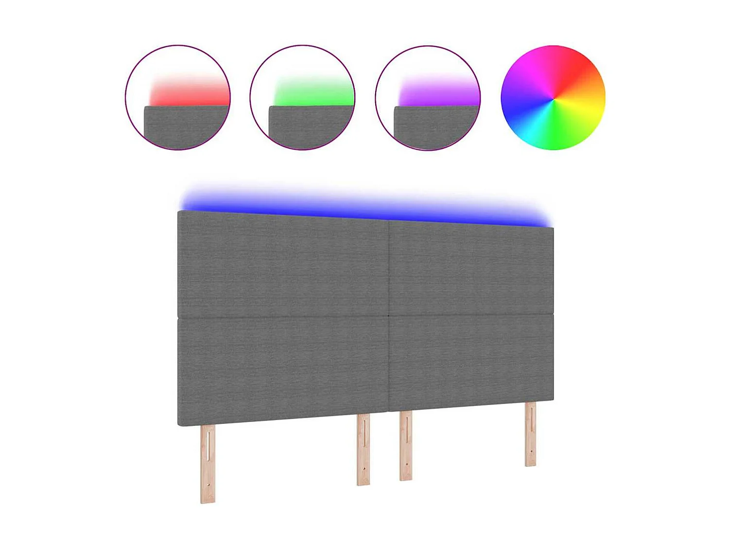 Tête de lit LED avec des lumières à LED Gris clair 180 cm tissu