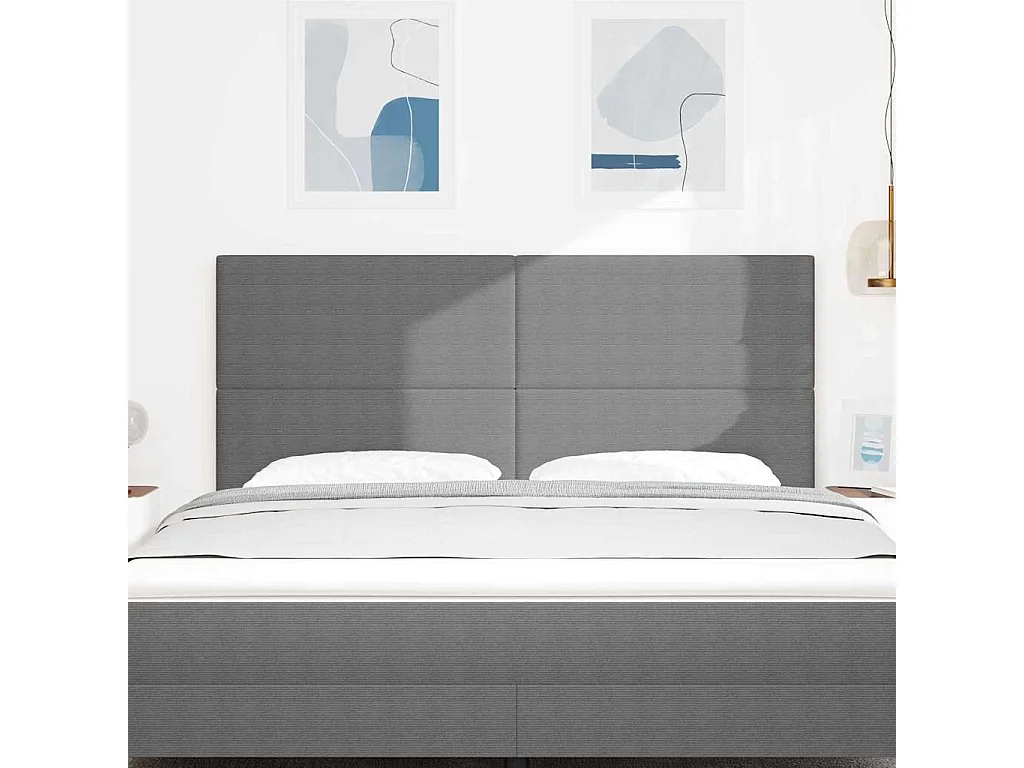 Tête de lit LED avec des lumières à LED Gris clair 180 cm tissu