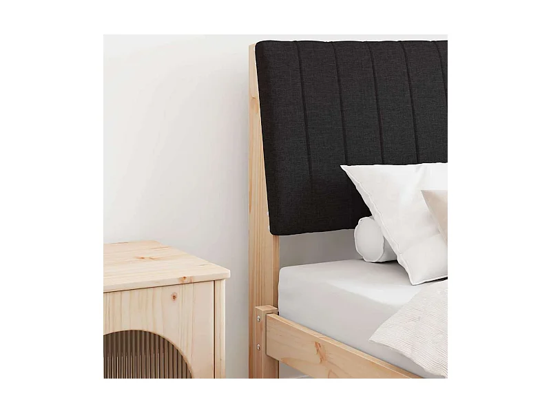 Cabeceira estofada Preto 90 cm Madeira de Pinheiro Sólida