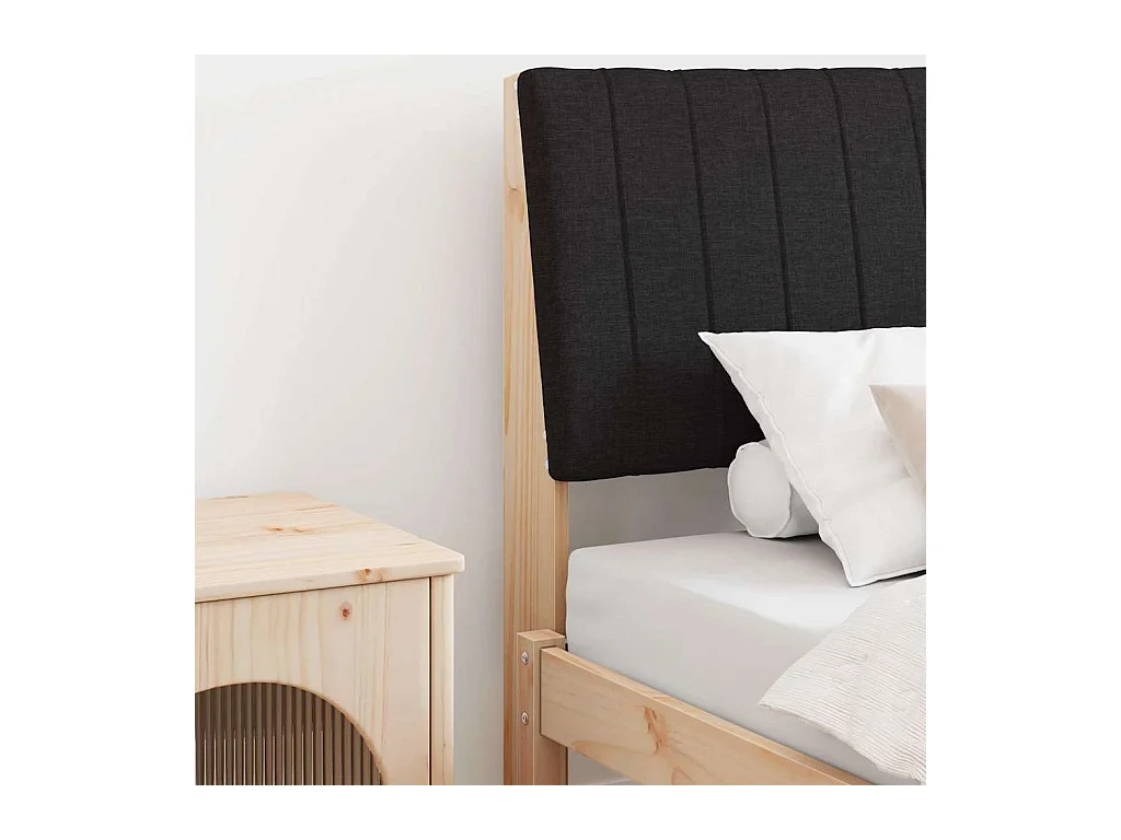 Cabecero tapizado Negro 90 cm Madera de pino macizo