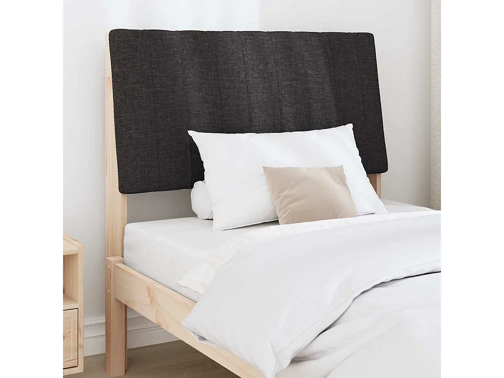 Cabeceira estofada Preto 90 cm Madeira de Pinheiro Sólida