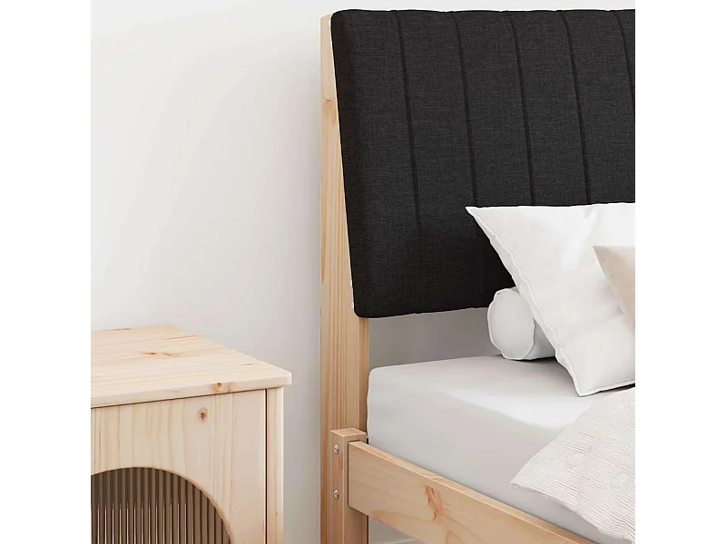 Cabecero tapizado Negro 90 cm Madera de pino macizo
