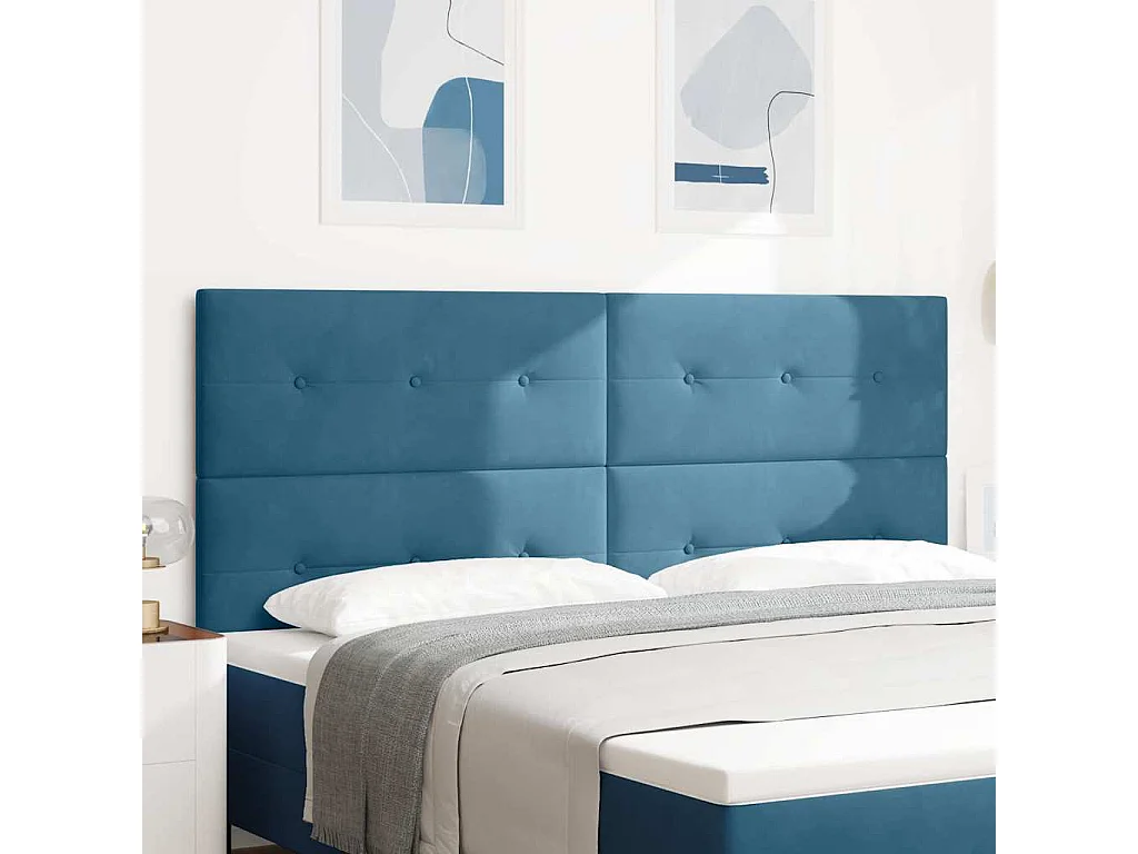 Tête de lit Montage mural Bleu foncé 200 cm Velours