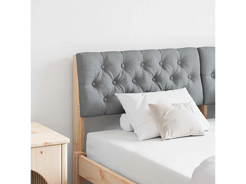 Tête de lit capitonnée Gris clair 140 cm Pin massif