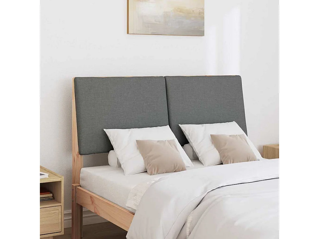 Cabecero tapizado Gris oscuro 120 cm Madera de pino macizo