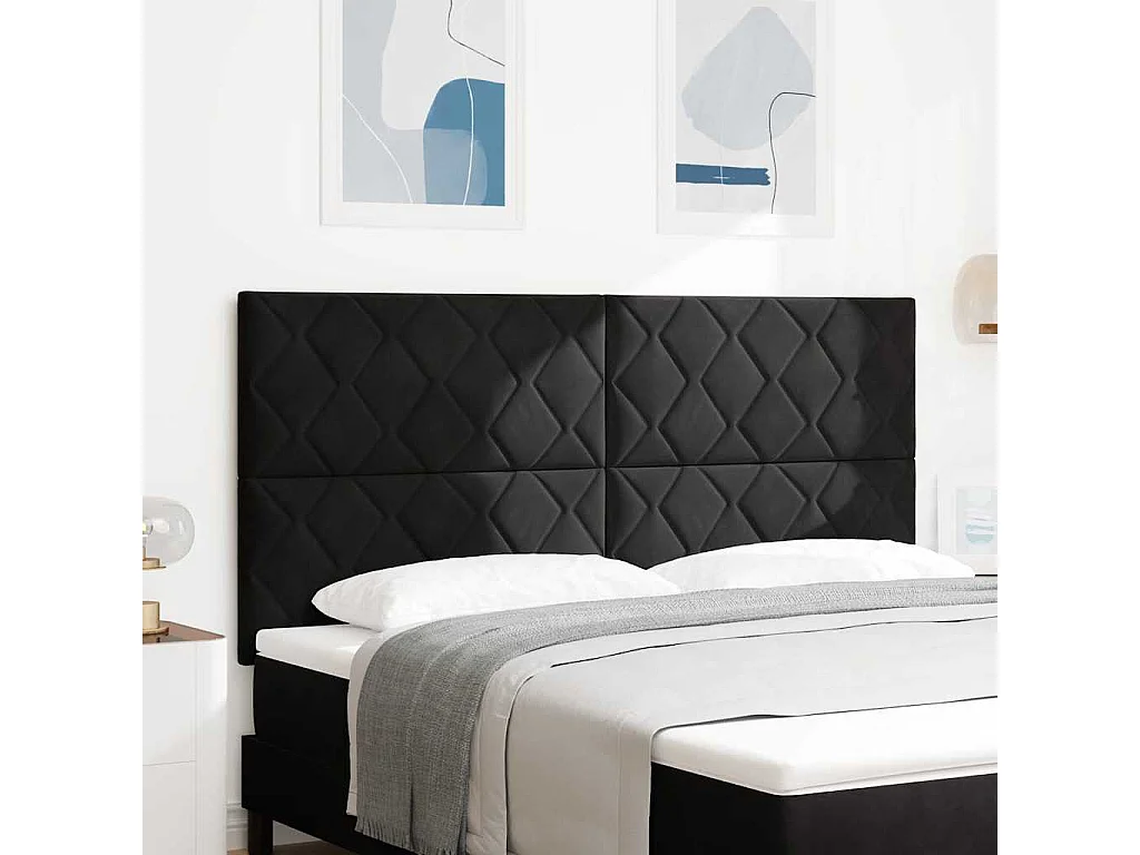 Tête de lit Montage mural Géométrique Noir 180 cm Velours