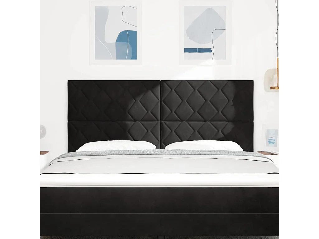 Tête de lit Montage mural Géométrique Noir 180 cm Velours