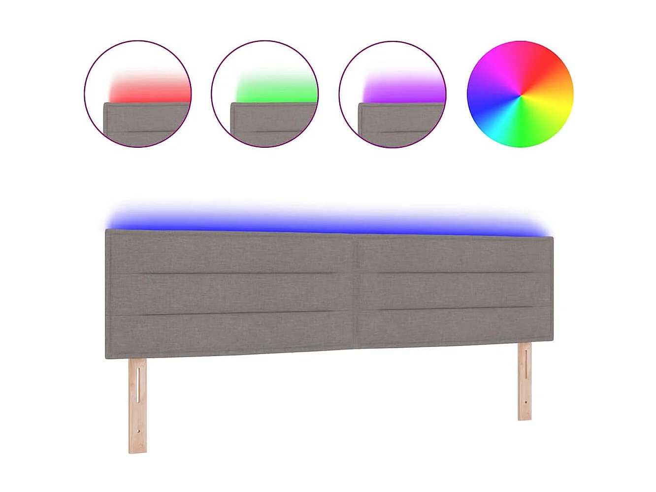 Cabecero LED con luces de tiras LED Manual Taupé 180 cm tela