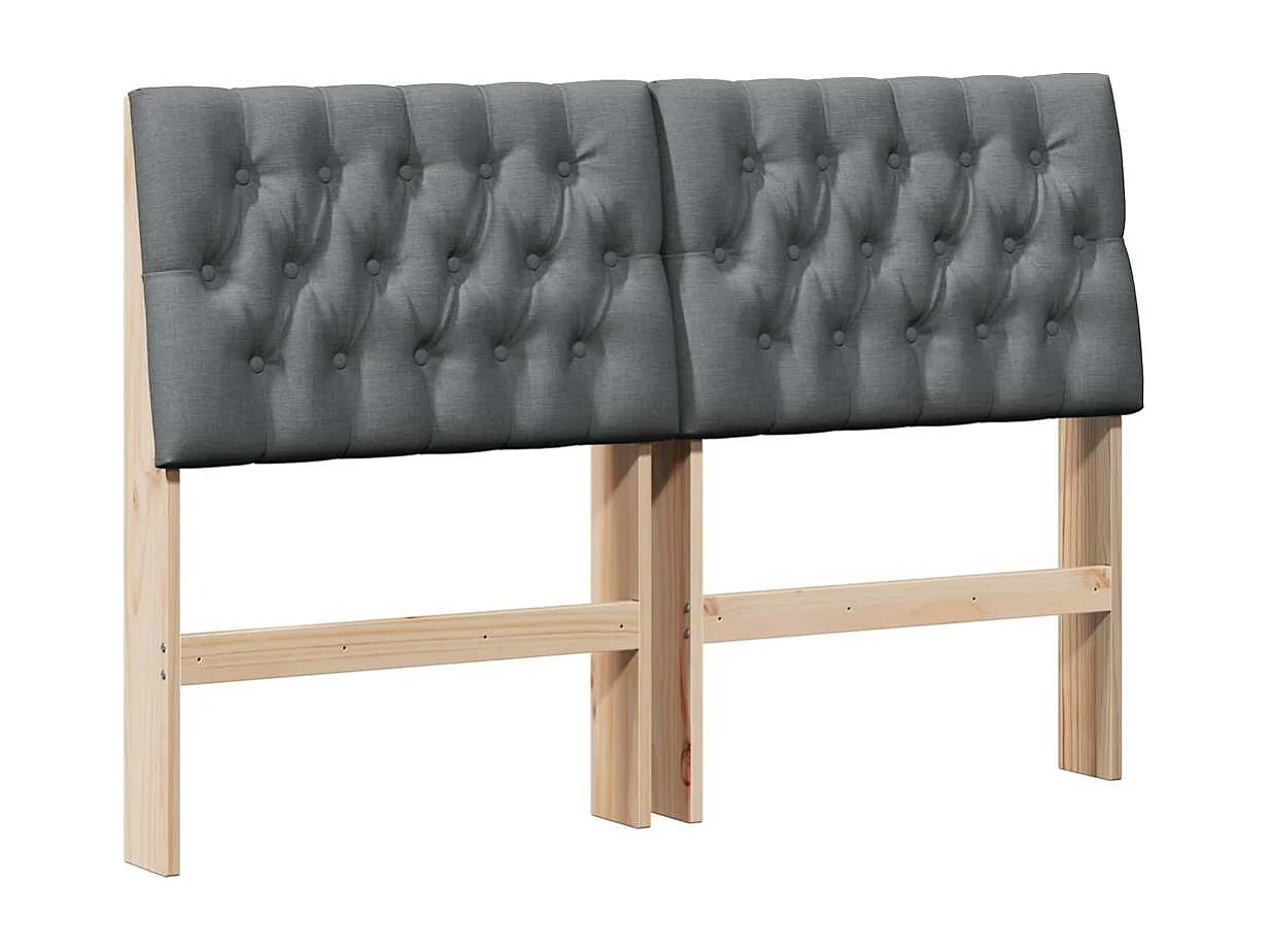 Cabecero tapizado Gris oscuro 135 cm Madera de pino macizo