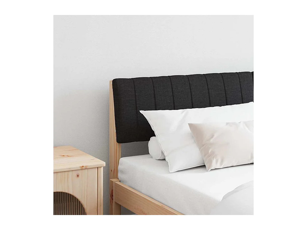 Cabecero tapizado Negro 140 cm Madera de pino macizo