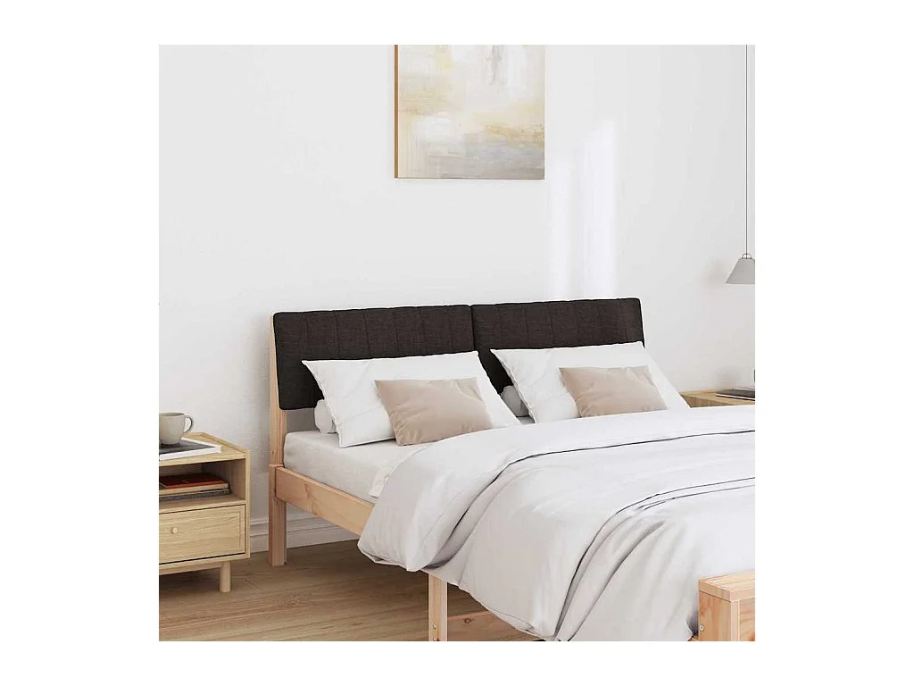 Cabecero tapizado Negro 140 cm Madera de pino macizo