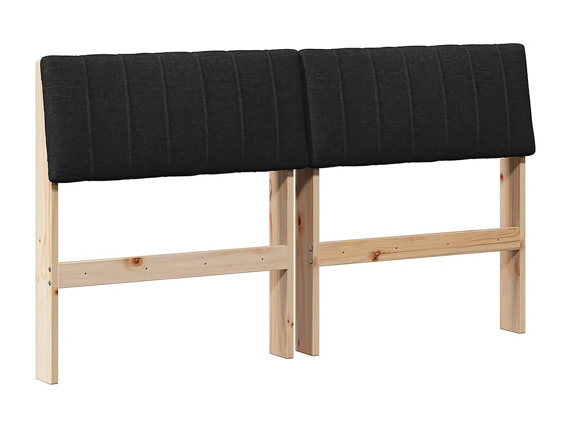 Cabeceira estofada Preto 140 cm Madeira de Pinheiro Sólida