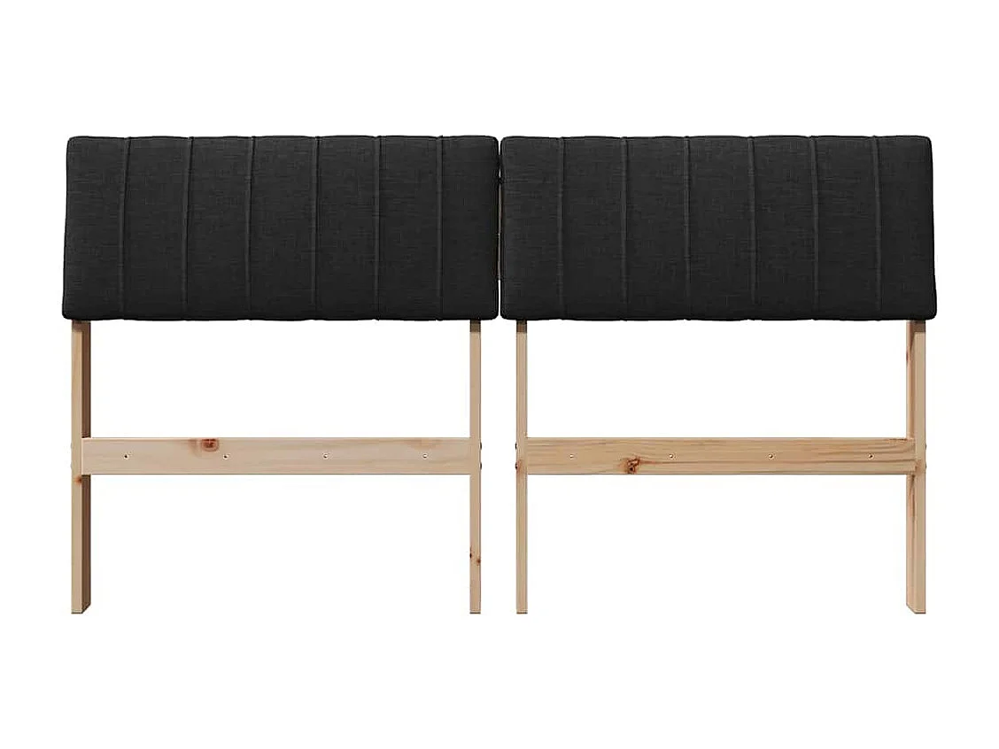 Cabeceira estofada Preto 140 cm Madeira de Pinheiro Sólida