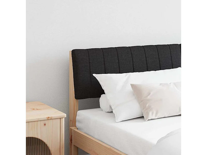 Cabecero tapizado Negro 140 cm Madera de pino macizo