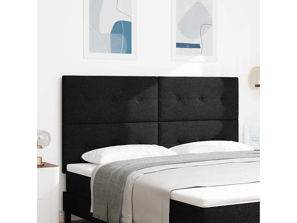 Tête de lit avec tête de lit Noir 180 cm tissu