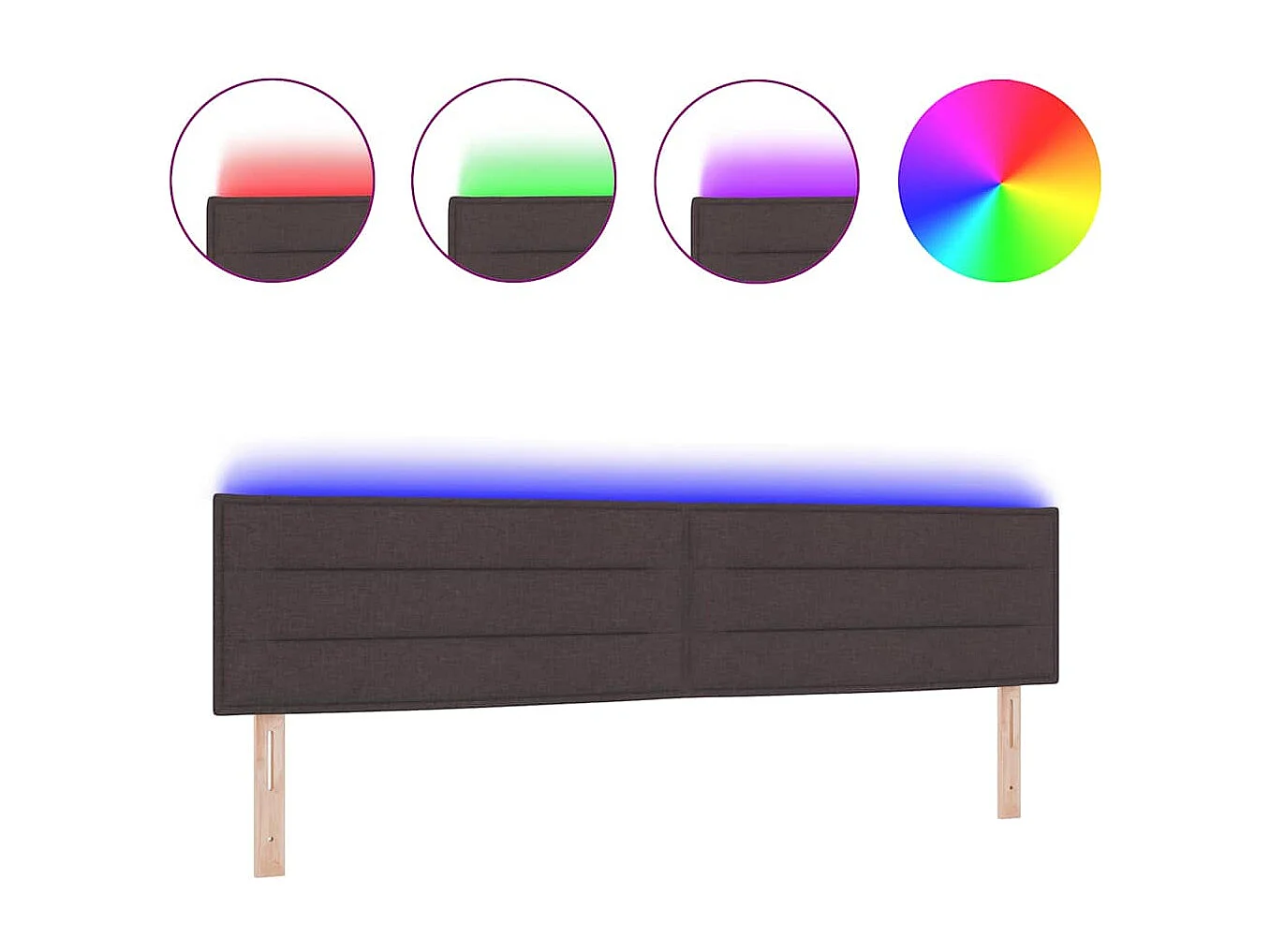 Cabecero LED con luces de tiras LED Marrón oscuro 200 cm tela