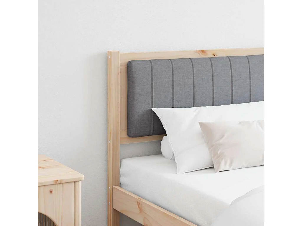 Cabecero tapizado Marrón 180 cm Madera de Pino Sólido y Tela