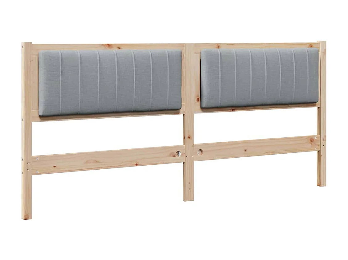 Cabecero tapizado Marrón 180 cm Madera de Pino Sólido y Tela