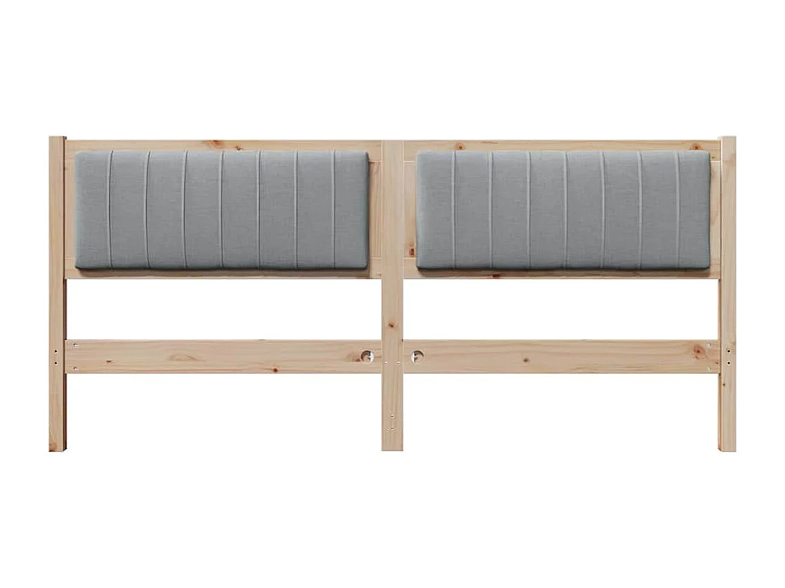 Cabecero tapizado Marrón 180 cm Madera de Pino Sólido y Tela