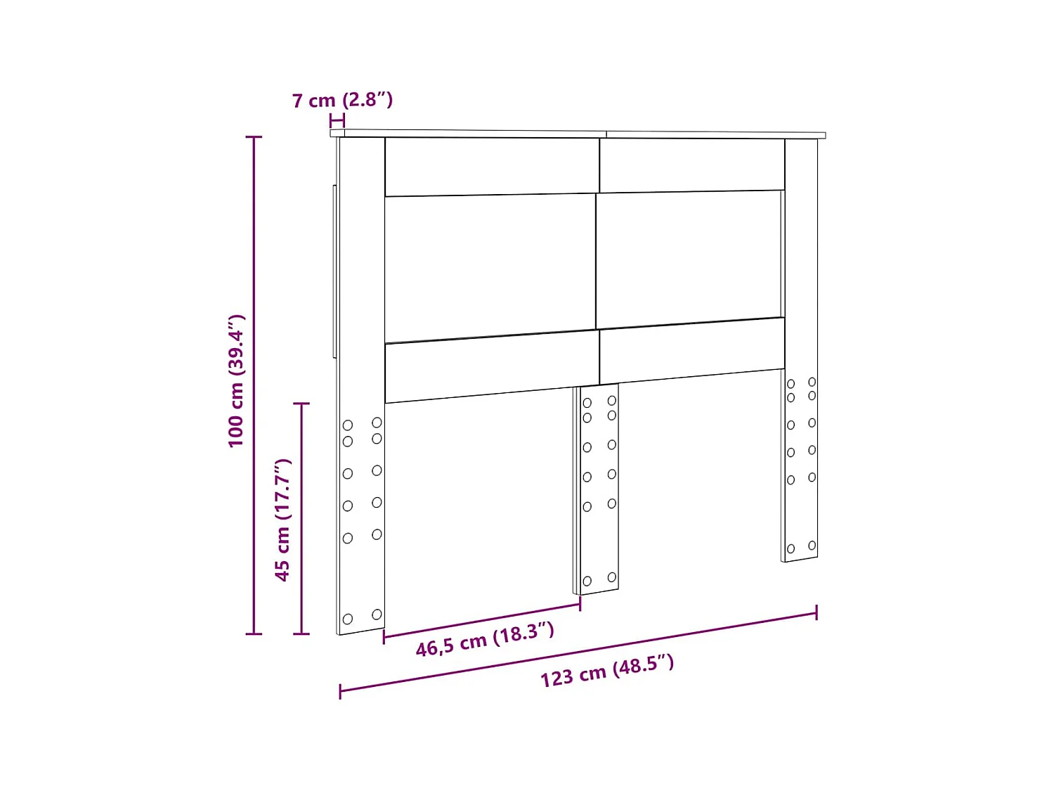 Cabeceira com cabeceira Branco 120 cm Madeira processada