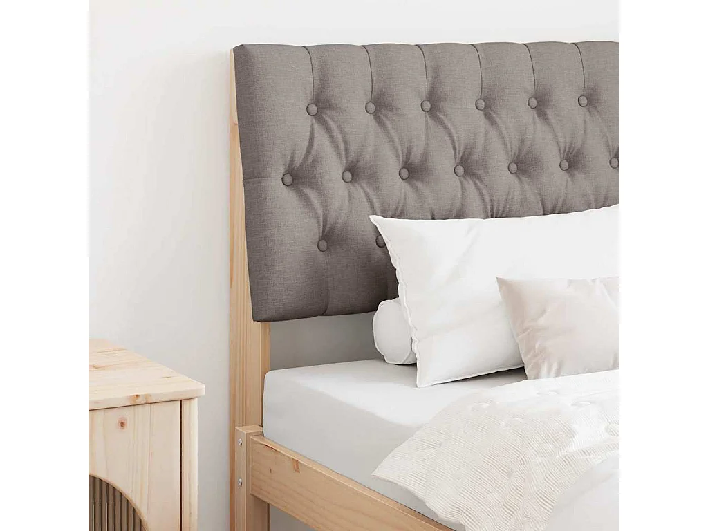Tête de lit capitonnée Taupe 90 cm Pin massif