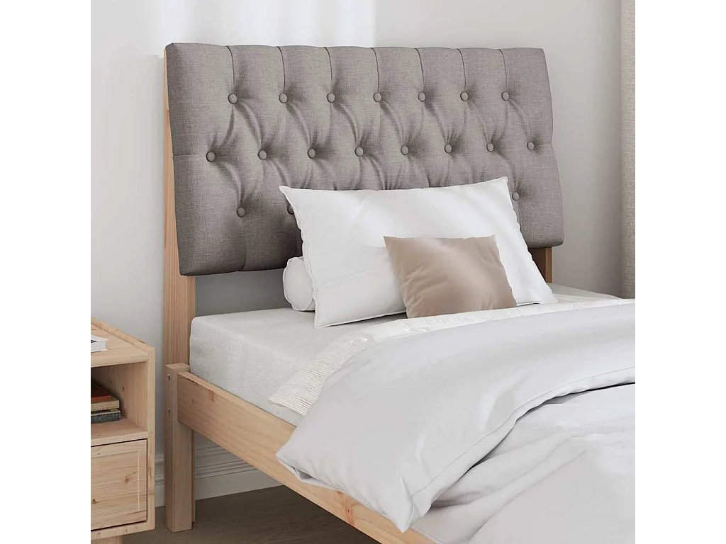 Tête de lit capitonnée Taupe 90 cm Pin massif