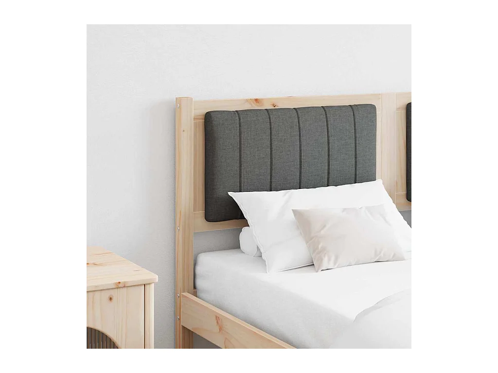 Cabecero tapizado Marrón 140 cm Madera de Pino Sólido y Tela