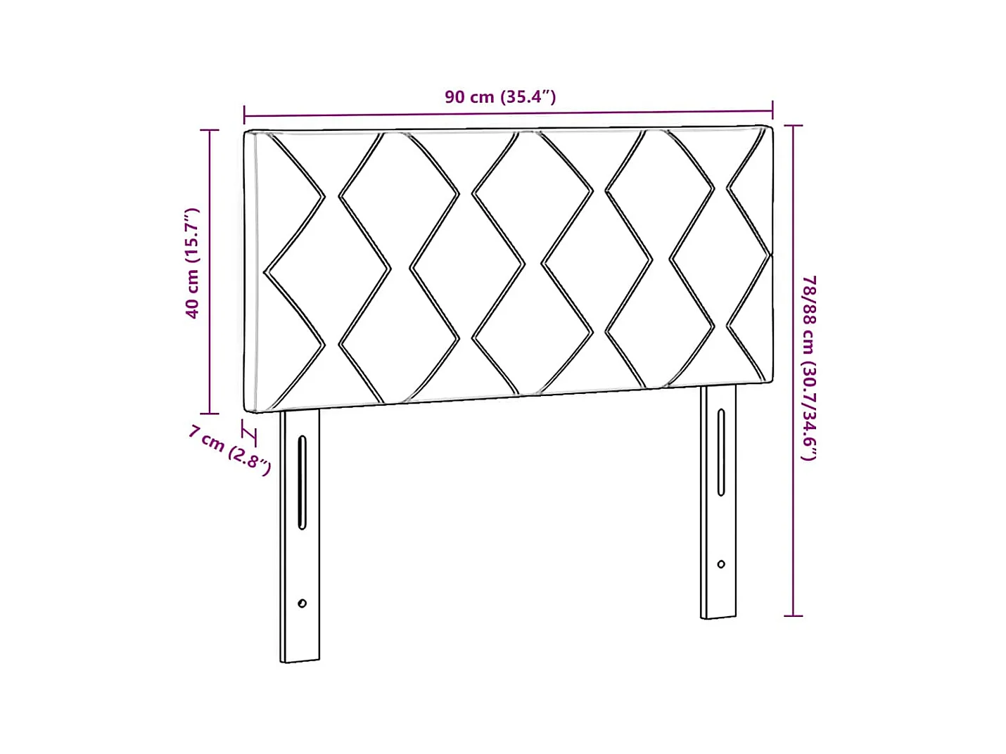 Stoffen Hoofdbord Geometrisch met hoofdeinde Taupe 90 cm Stof