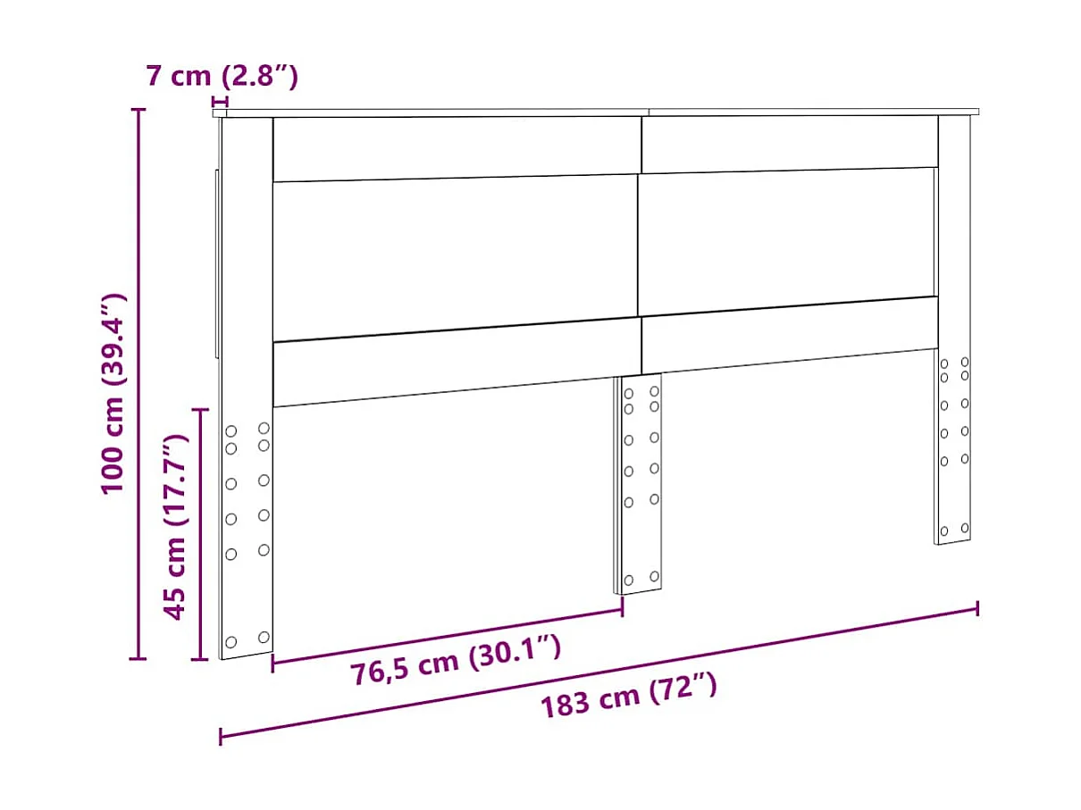 Cabecero con cabecera Roble Sonoma 180 cm Madera contrachapada