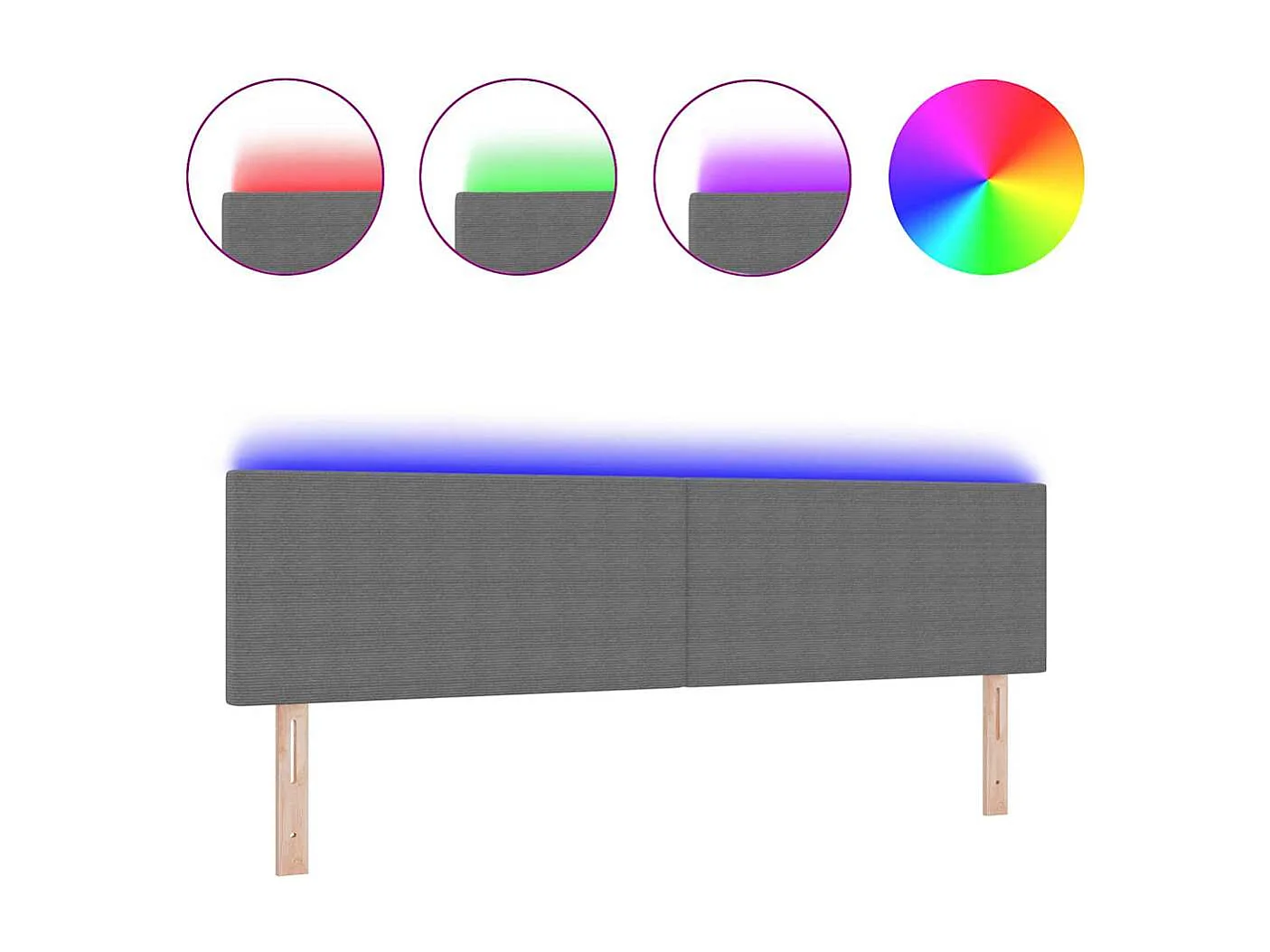 Cabecero LED con luces de tiras LED Gris claro 180 cm tela