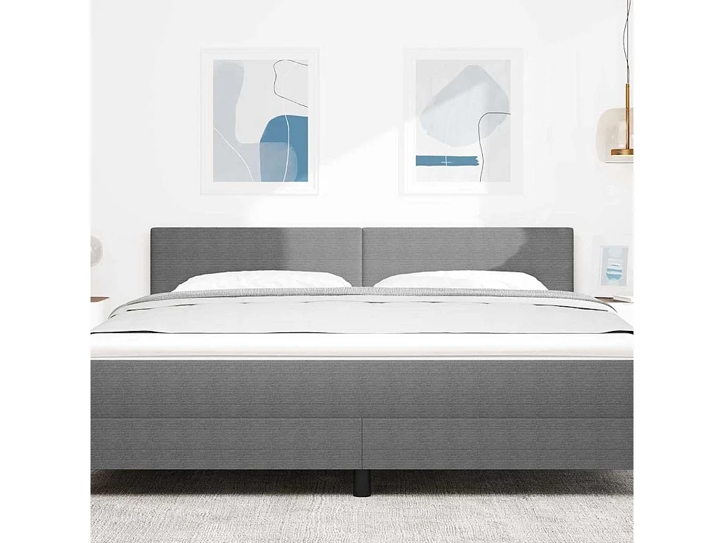 Cabecero LED con luces de tiras LED Gris claro 180 cm tela