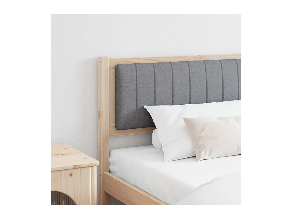 Cabecero tapizado Marrón 200 cm Madera de Pino Sólido y Tela