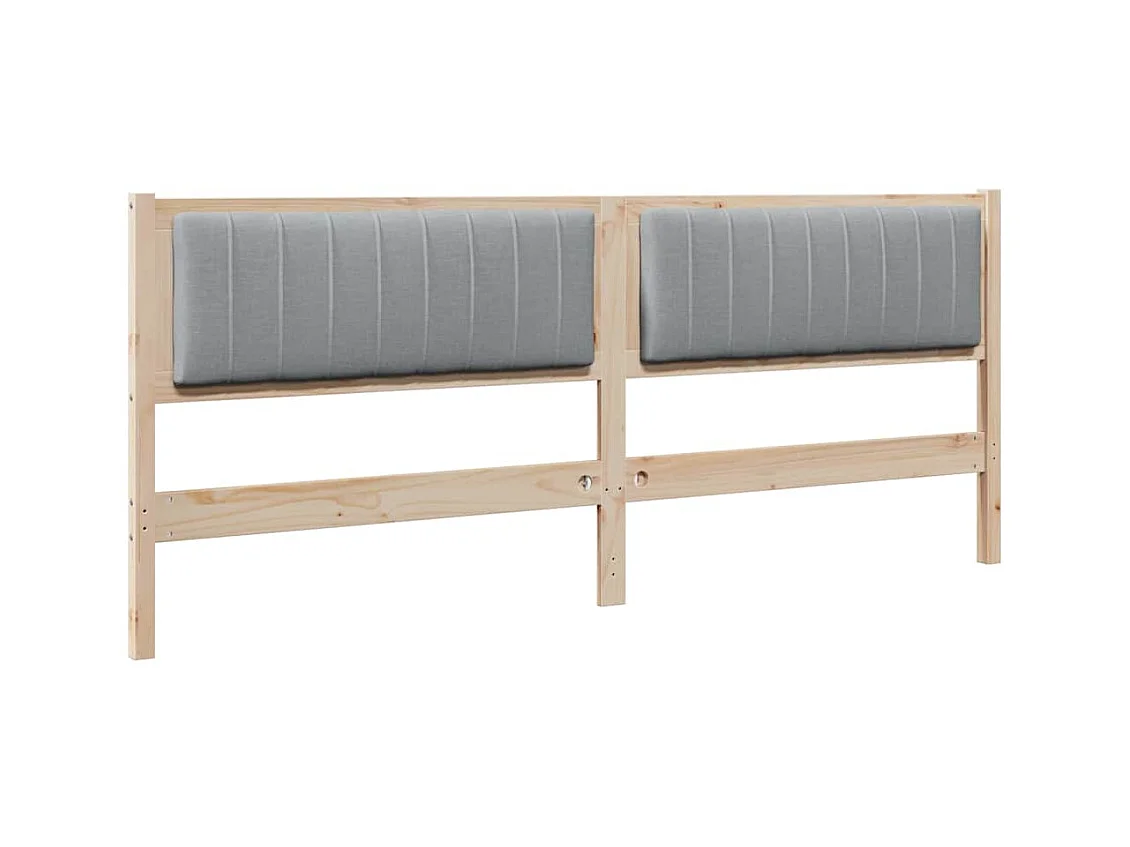 Cabecero tapizado Marrón 200 cm Madera de Pino Sólido y Tela