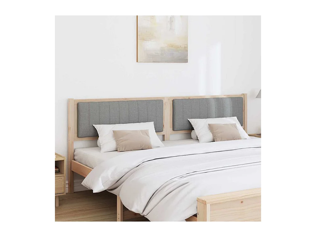Cabecero tapizado Marrón 200 cm Madera de Pino Sólido y Tela