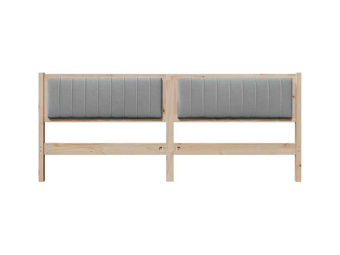 Cabecero tapizado Marrón 200 cm Madera de Pino Sólido y Tela