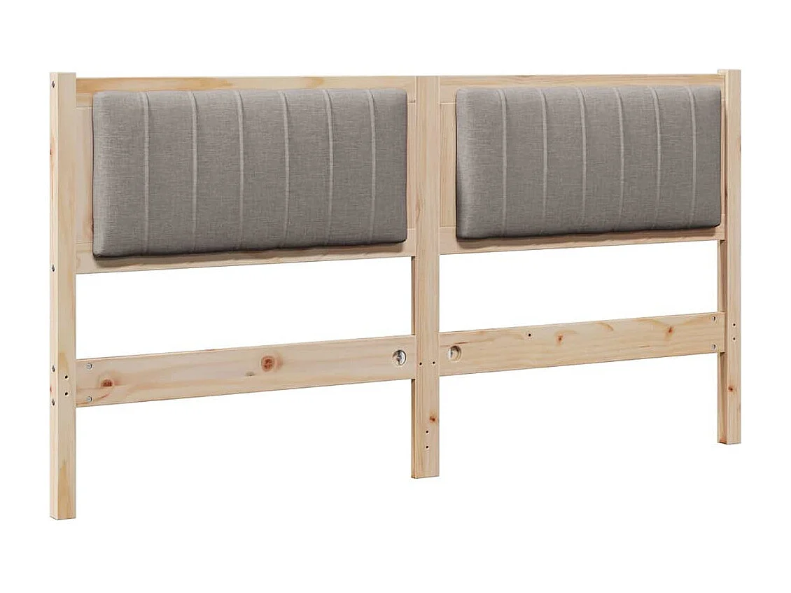Cabecero tapizado Marrón 150 cm Madera de Pino Sólido y Tela
