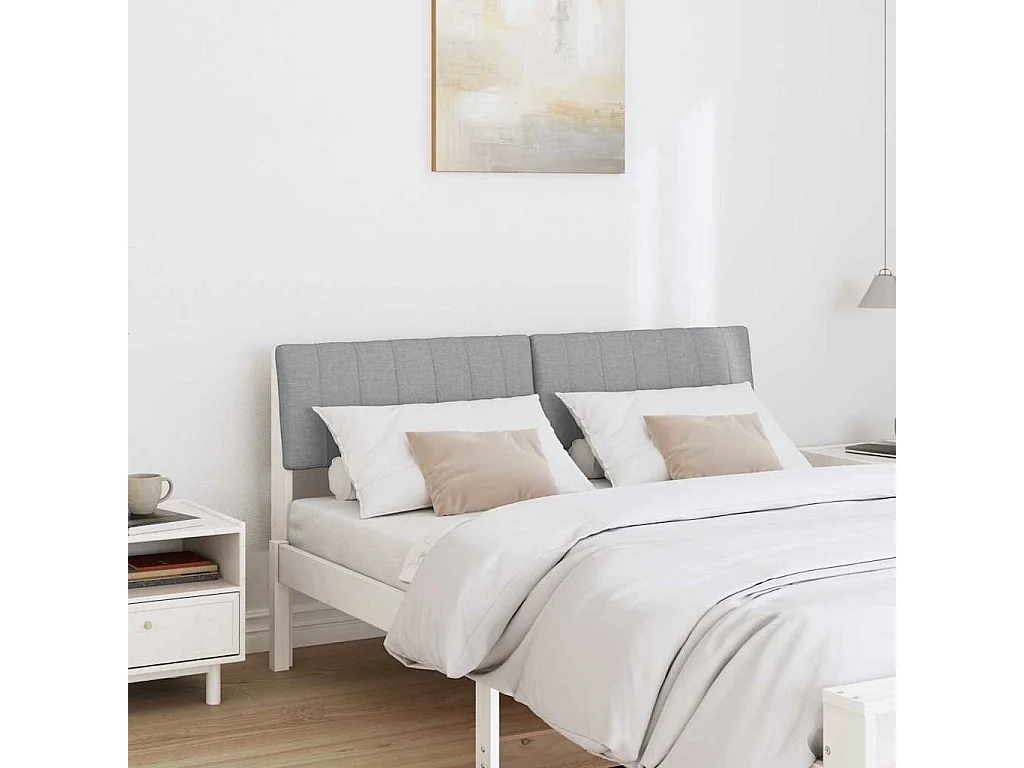 Tête de lit capitonnée Gris clair 140 cm Pin massif