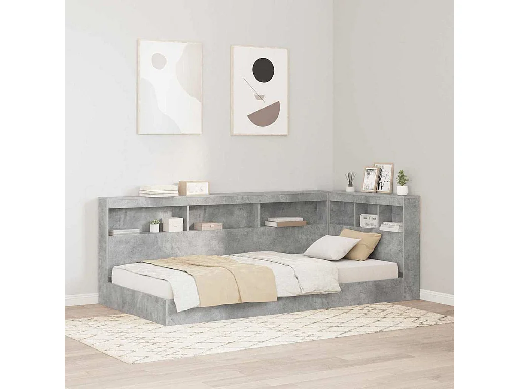 Tête de lit de rangement Gris béton 100 cm Bois d'ingénierie