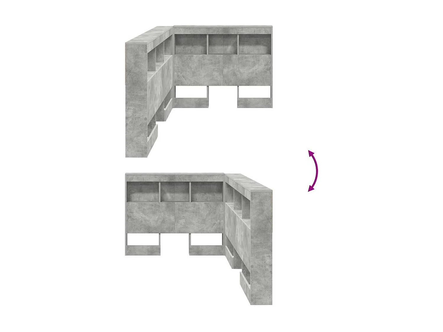 Tête de lit de rangement Gris béton 100 cm Bois d'ingénierie