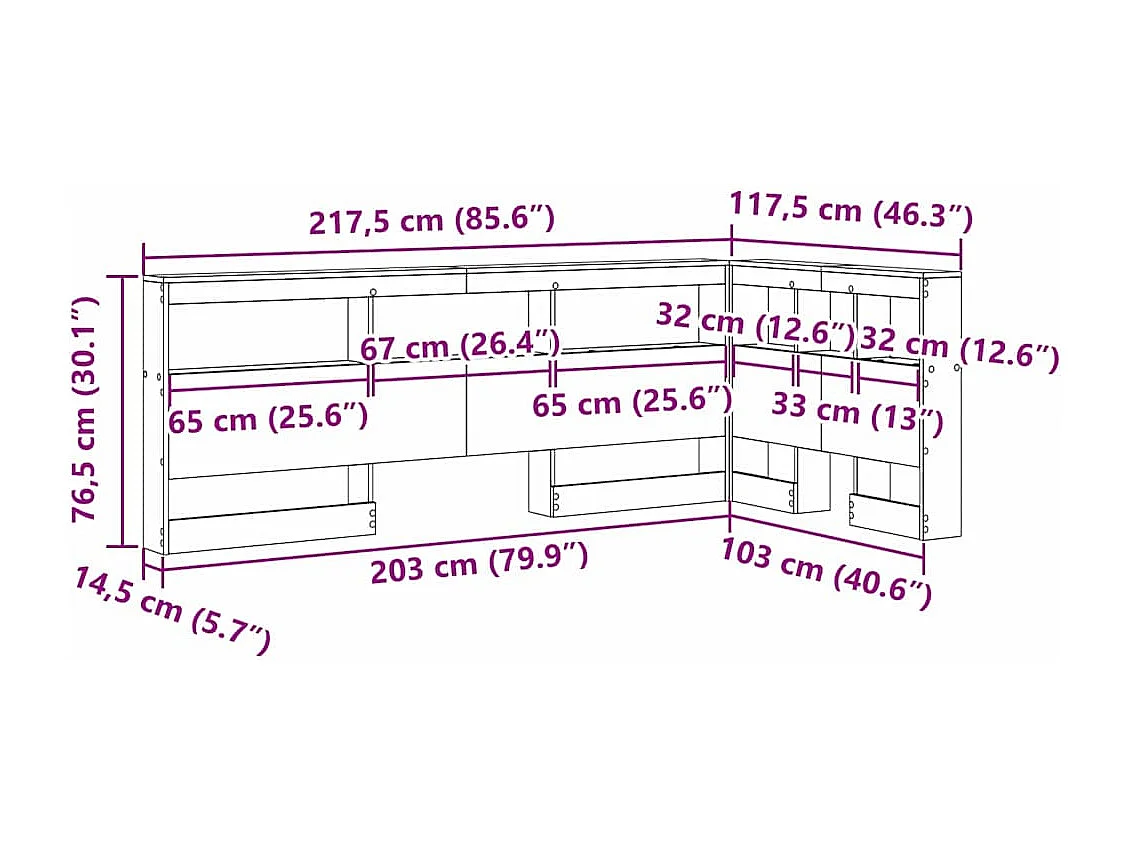 Tête de lit de rangement Gris béton 100 cm Bois d'ingénierie