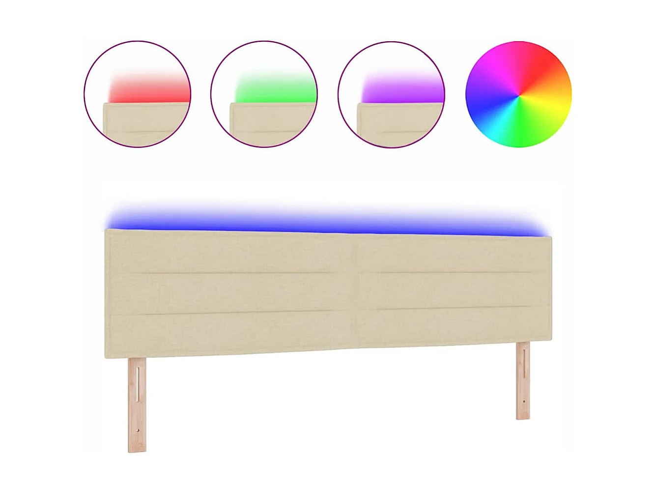 Tête de lit LED avec des lumières à LED Crème 180 cm tissu