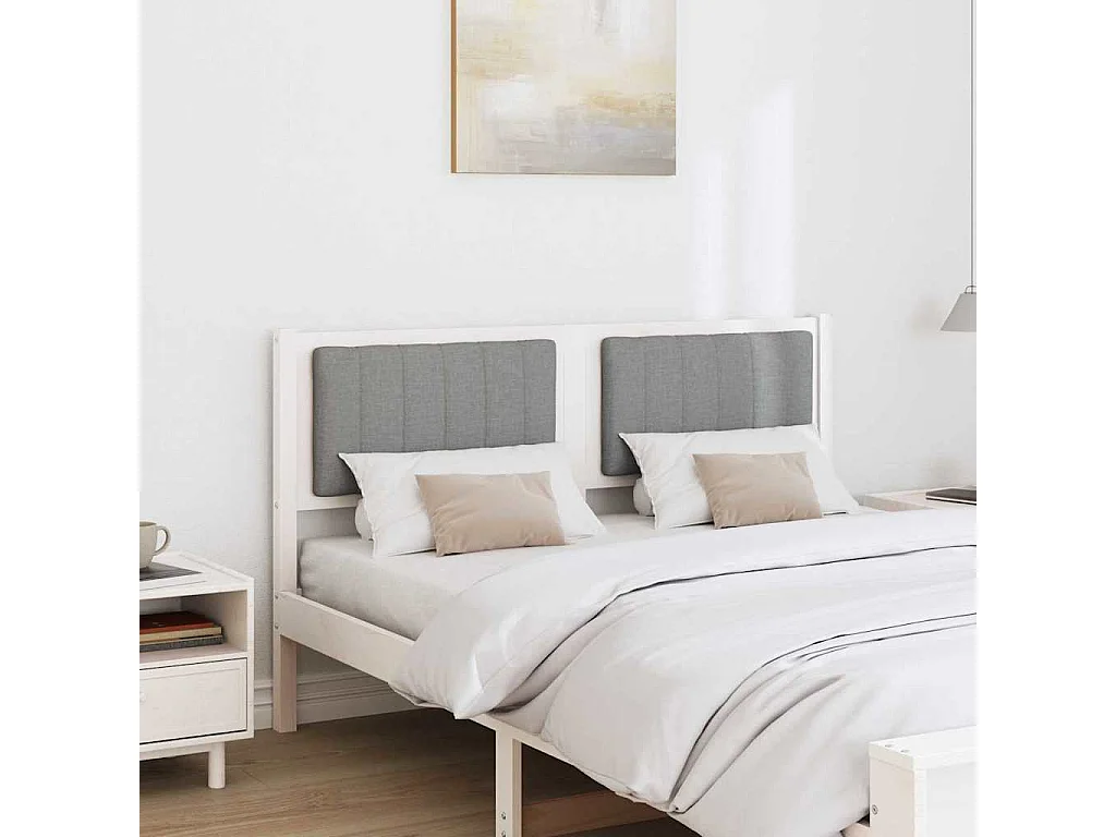 Cabeceira estofada com cabeceira Branco 140 cm