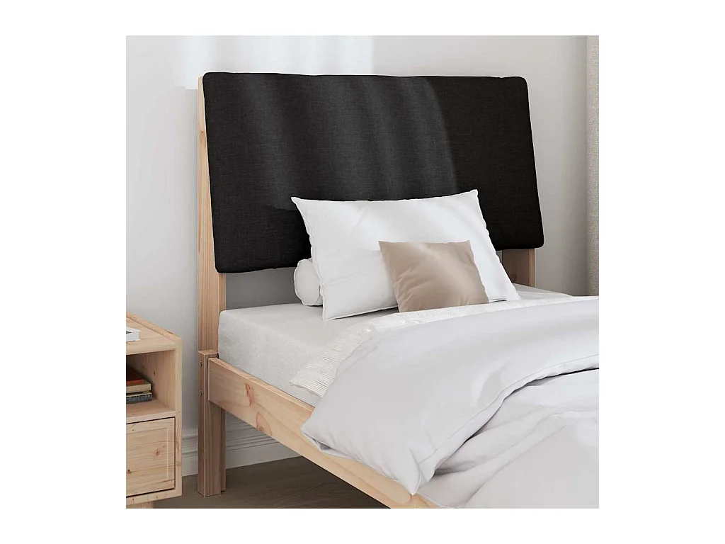 Cabeceira estofada Preto 100 cm Madeira de Pinheiro Sólida