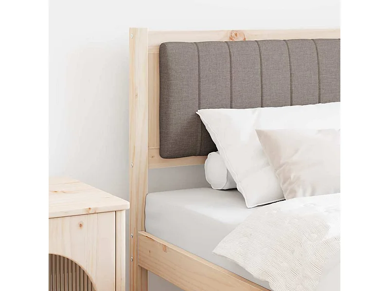 Cabecero tapizado Marrón 75 cm Madera de Pino Sólido y Tela