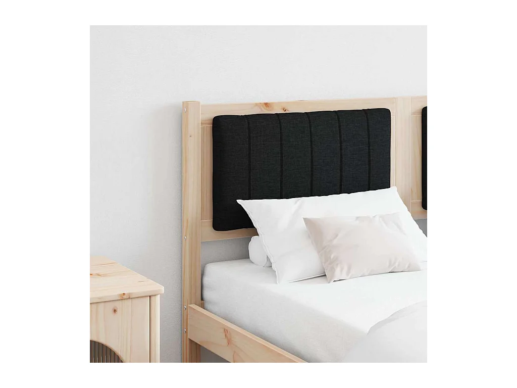 Cabecero tapizado Marrón 135 cm Madera de Pino Sólido y Tela