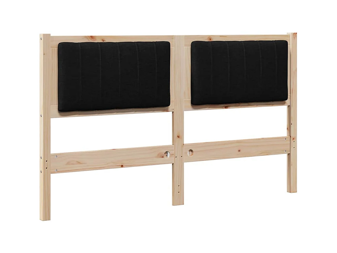 Cabecero tapizado Marrón 135 cm Madera de Pino Sólido y Tela