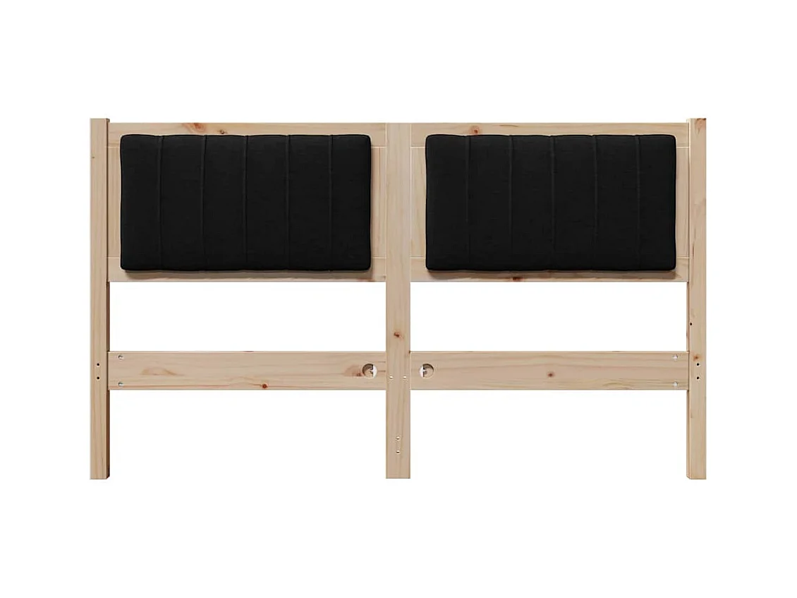 Cabecero tapizado Marrón 135 cm Madera de Pino Sólido y Tela