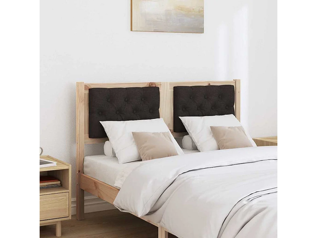 Cabecero Otro Marrón y negro 135 cm Madera maciza de pino