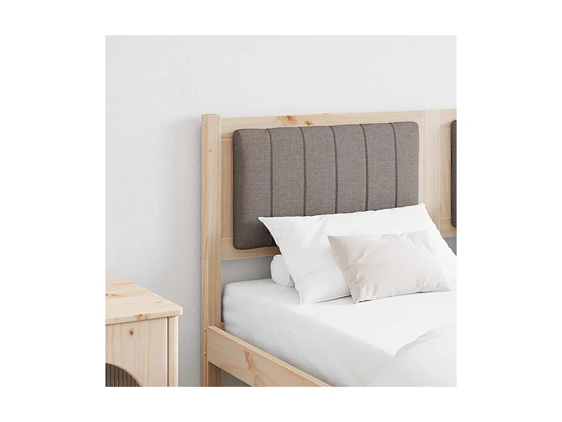 Cabecero tapizado Marrón 135 cm Madera de Pino Sólido y Tela